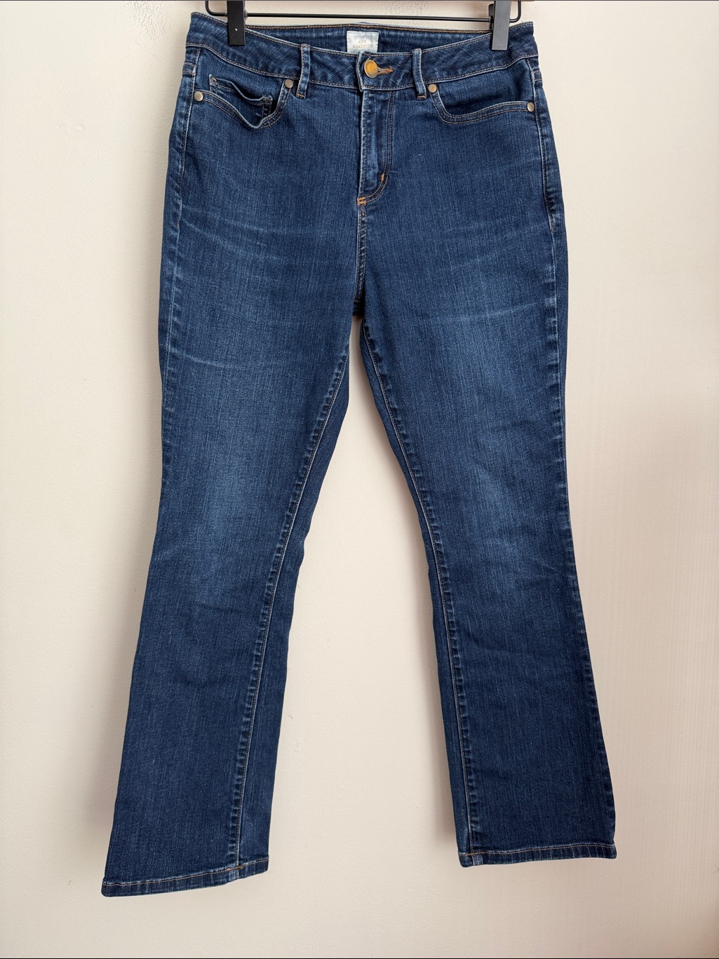 Ann Mashburn Blue Denim Jeans Cropped Flare Sz 28